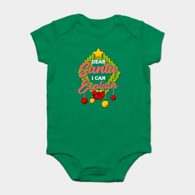 Dear Santa I can explain Funny Christmas Baby Bodysuit by creative